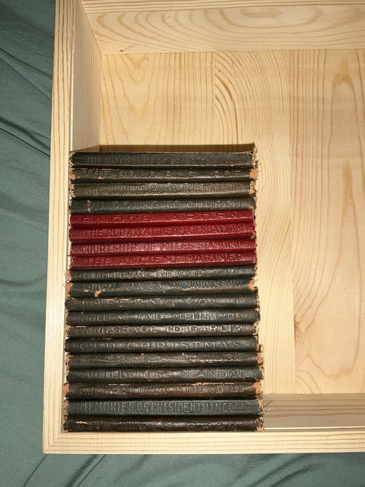 Little Leather Library Collection of 19 Books with Shadow Box Display