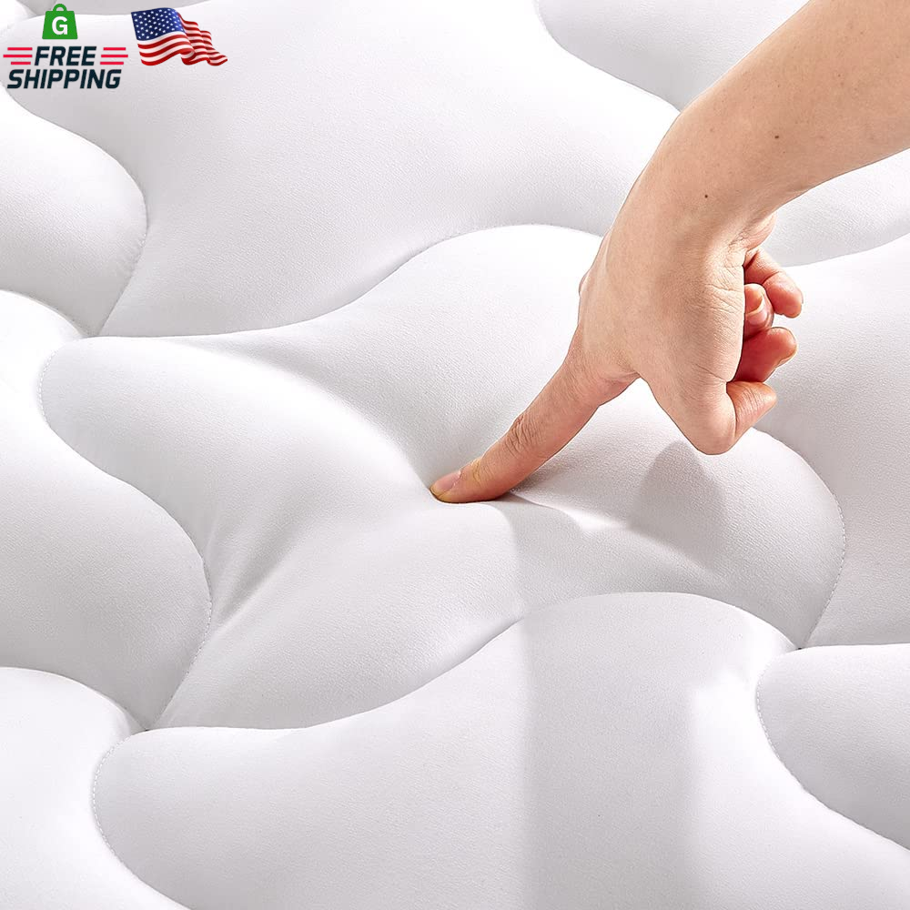 SLEEP ZONE Mattress Topper Twin Mattress Pad, Cooling Quilted Fitted Mattress Co