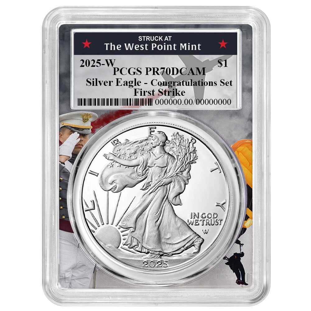 2025-W Proof $1 American Silver Eagle PCGS PR70DCAM First Strike Congratulations Set