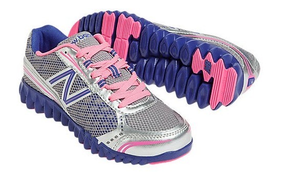 New Balance  Sneakers Lace Silver/Purple/Pink Wavy Soles  Youth Girls Size 5 M