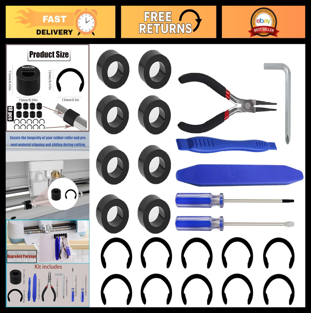 24 Pack Rubber Roller Replacement Clips for Cricut Maker 3 - Repair Tools Set