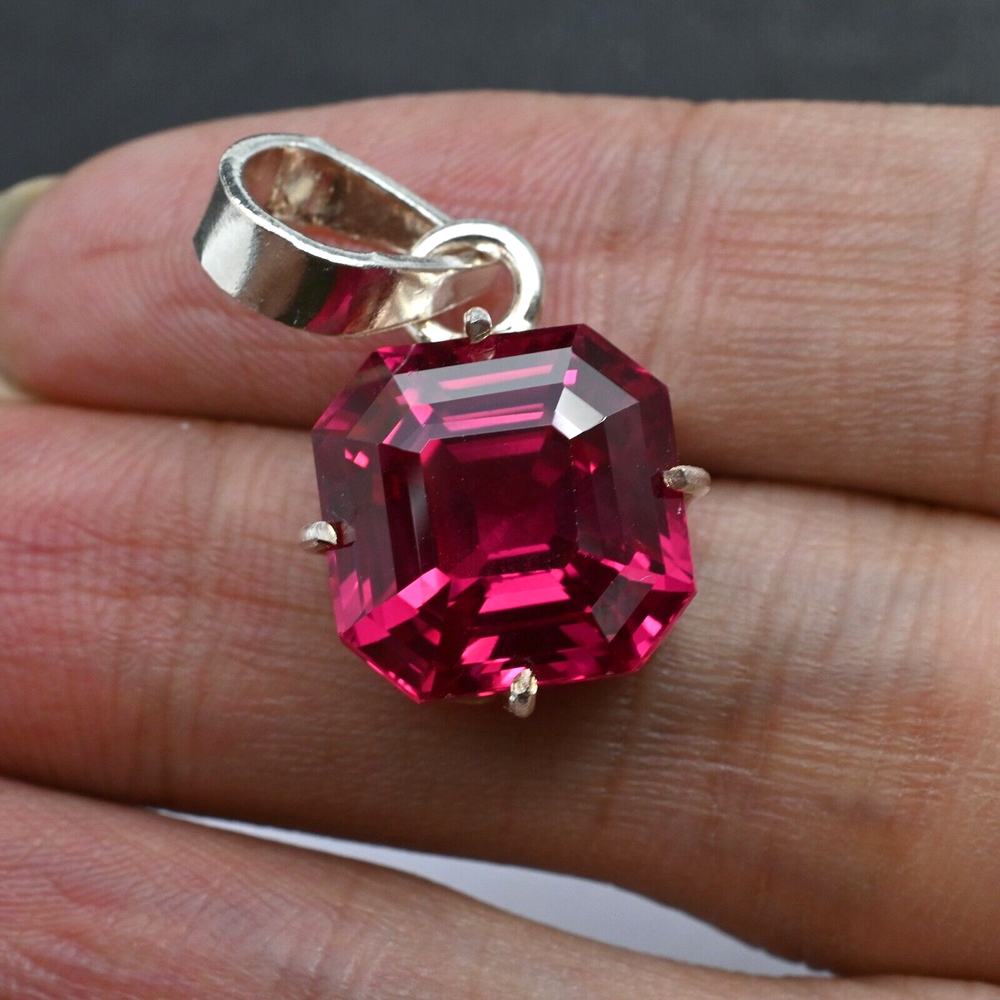 15.95 CT Natural Pink Ruby Gemstone 925 Sterling Silver Handmade Pendant