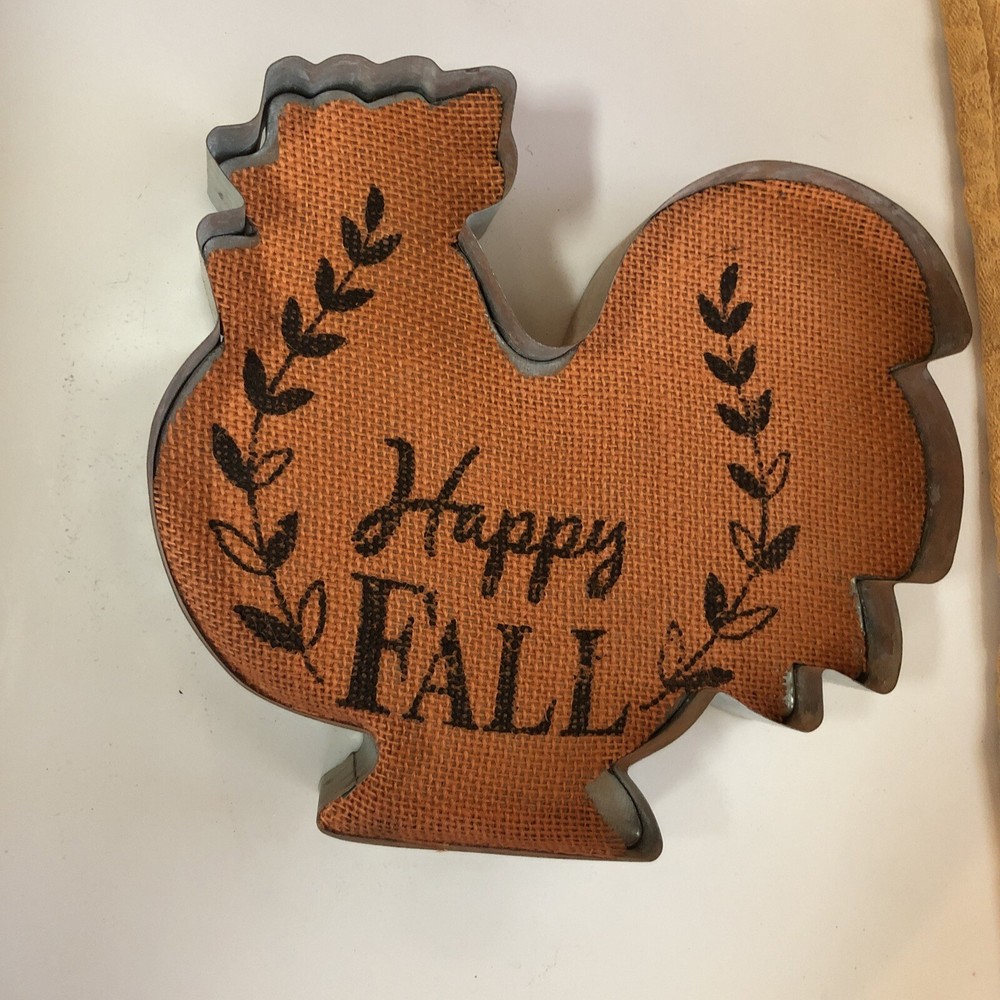 Mesa de hojalata Happy Fall Gallo - Manto Decoración Cosecha Acción de Gracias Rústica