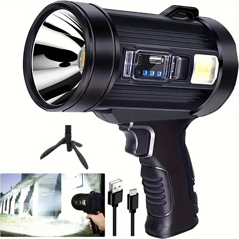 Rechargeable LED Spotlight 1000 Lumens – Ultra-Bright with Tripod & 6 Modes!