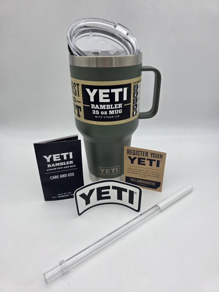 YETI Rambler 35 oz CAMP GREEN BPA Free Straw Mug   BRAND NEW