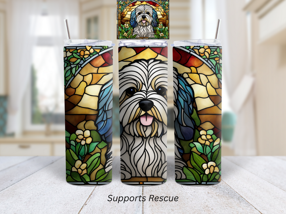 Stained Glass Havanese Dog Vibrant 20 oz Stainless Steel Insulated Tumbler