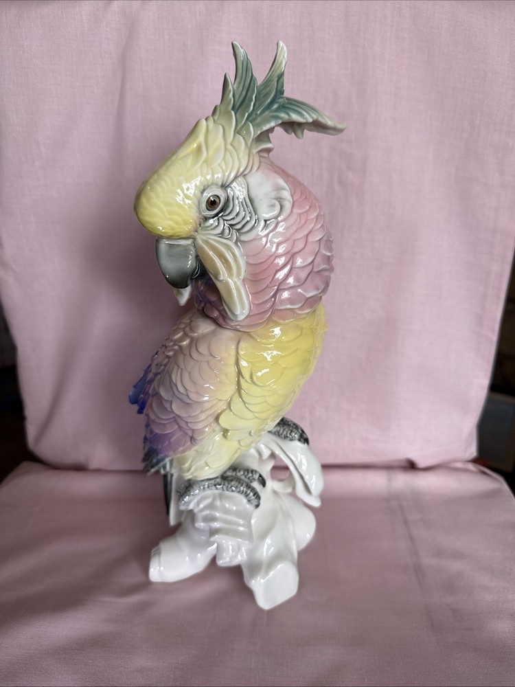 Vintage Karl Ens Porcelain Cockatoo Parrot Figurine Ceramic German Hand Painted