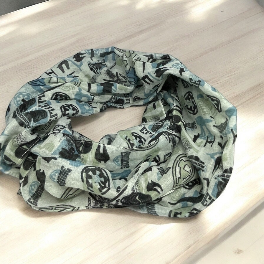 Loungefly Star Wars Infinity Scarf Blue/White/Black Imperial Symbols & Ships
