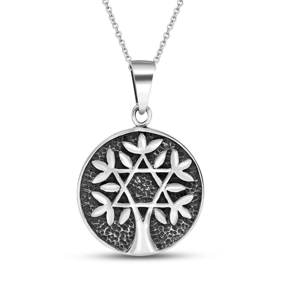 AeraVida Meaningful Star of David and Tree of Life .925 Sterling Silver Penda...