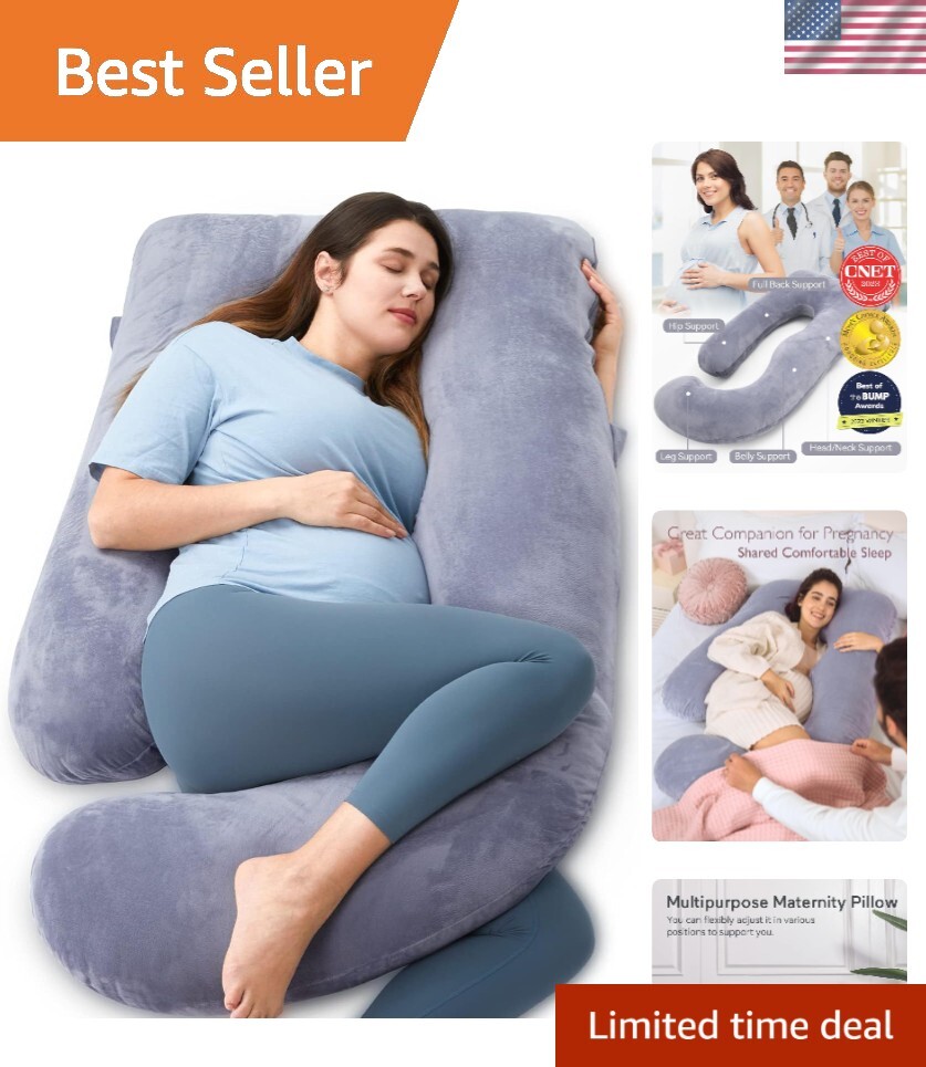 U Shaped Full Body Maternity Pillow for Sleeping with Removable Cover