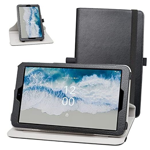 Bige for Nokia T10 Rotating Case,360 Degree Rotary Stand with Cute 8 inch Black