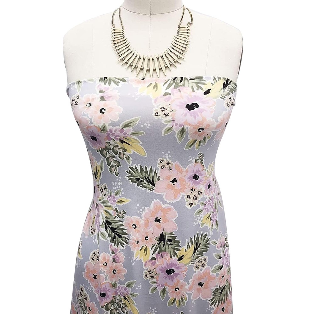 Floral Print Poly Spandex Brushed Fabric 4-Way Stretch DTY Material