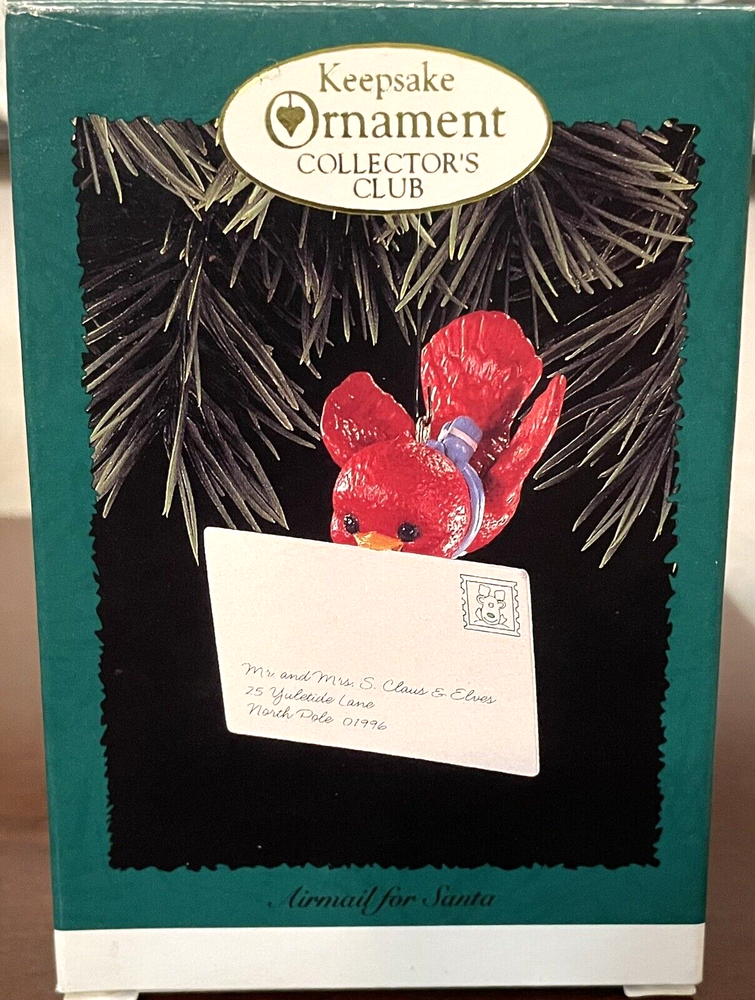 Vintage 1996 Hallmark Keepsake Airmail For Santa Ornament Collectors Club