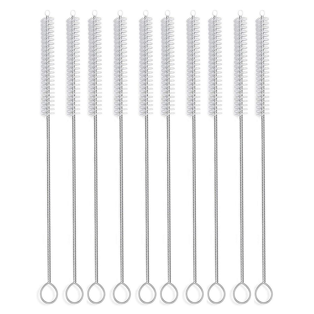 Straw Brush Nylon Pipe Tube Cleaner 8.2ihch X 2/5inch Set Of 10