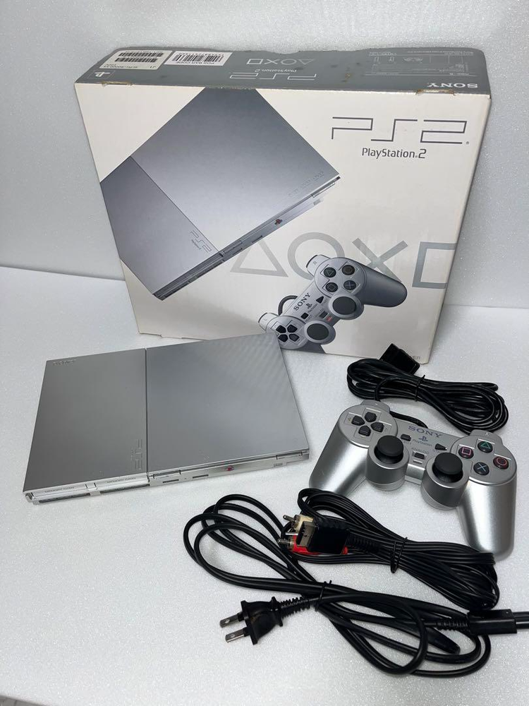 SONY PS2 PlayStation 2 SCPH-90000 SS Slim Satin Silver RARE Color Boxed