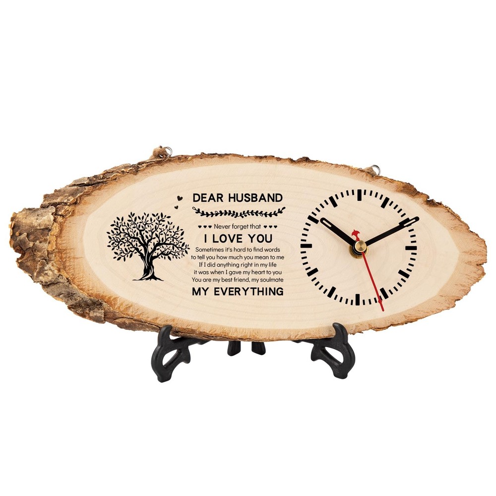 Valentines Day Gifts for Him, Mens Wooden Clock Gift for Husband from Wife,-image
