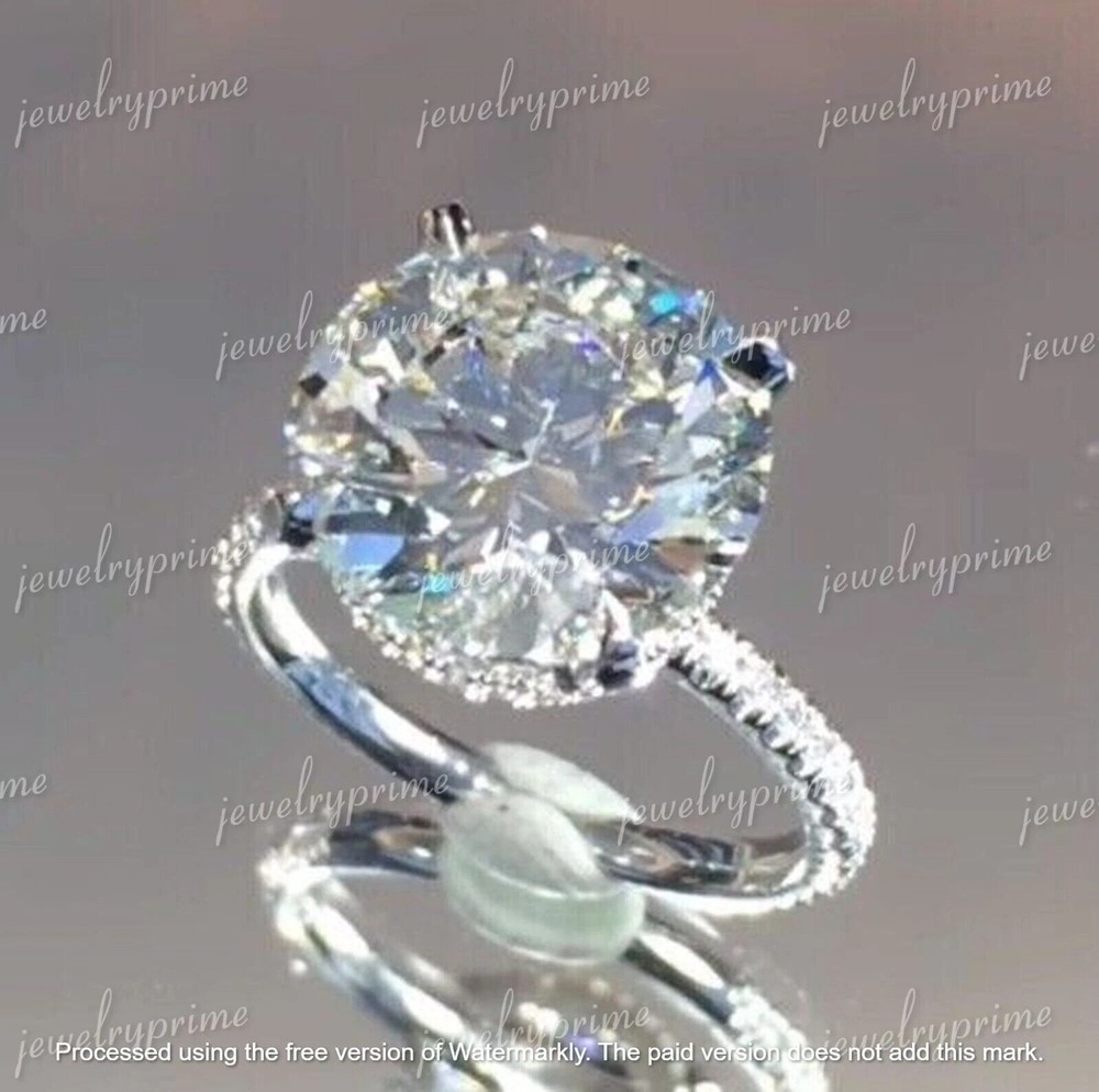 4Ct Round Cut Lab Created Diamond Solitaire Ring 14K White Gold Plated Silver