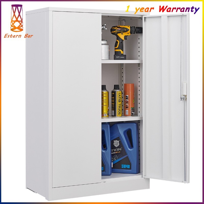 Lockable Metal Storage Cabinet with Adjustable Shelf & Foldable Design