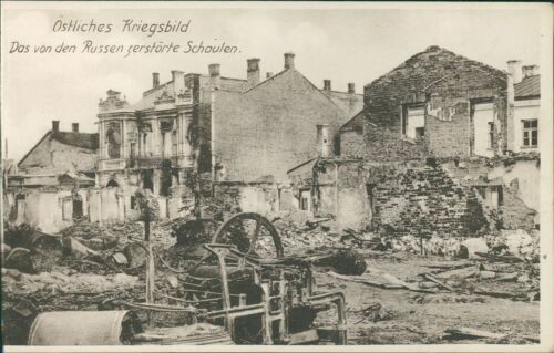 Ansichtskarte Polen Östliches Kriegsbild das von Russen zerstörte Schule (9915)