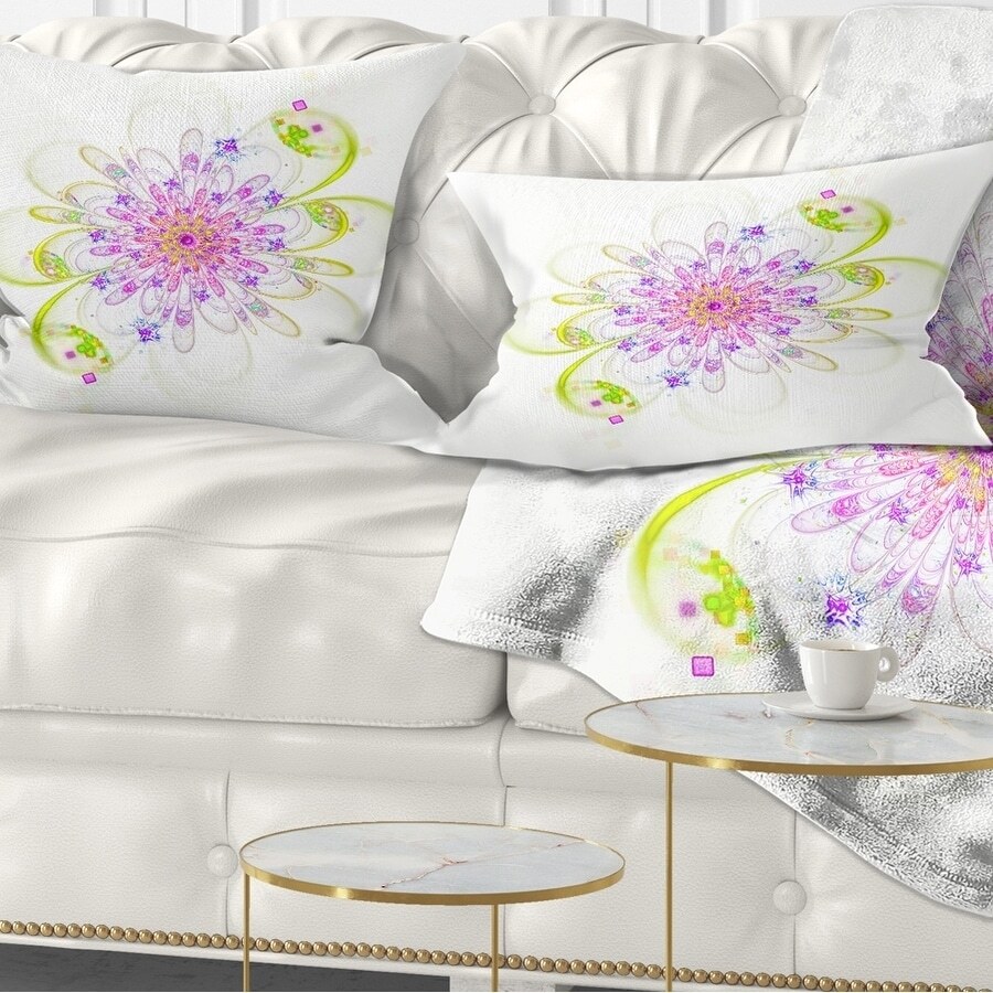 Designart 'Purple Green Glowing Fractal Flower' Floral Throw