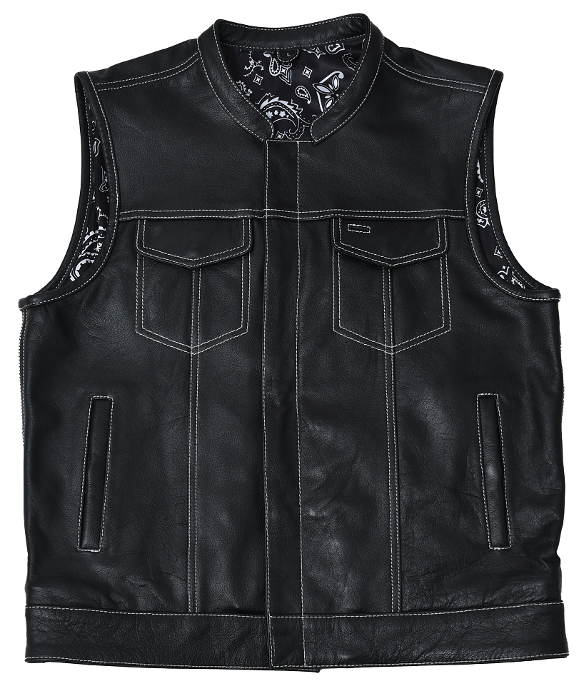 Men's Club Style Motorcycle Leather Vest – Multiple Colors Available