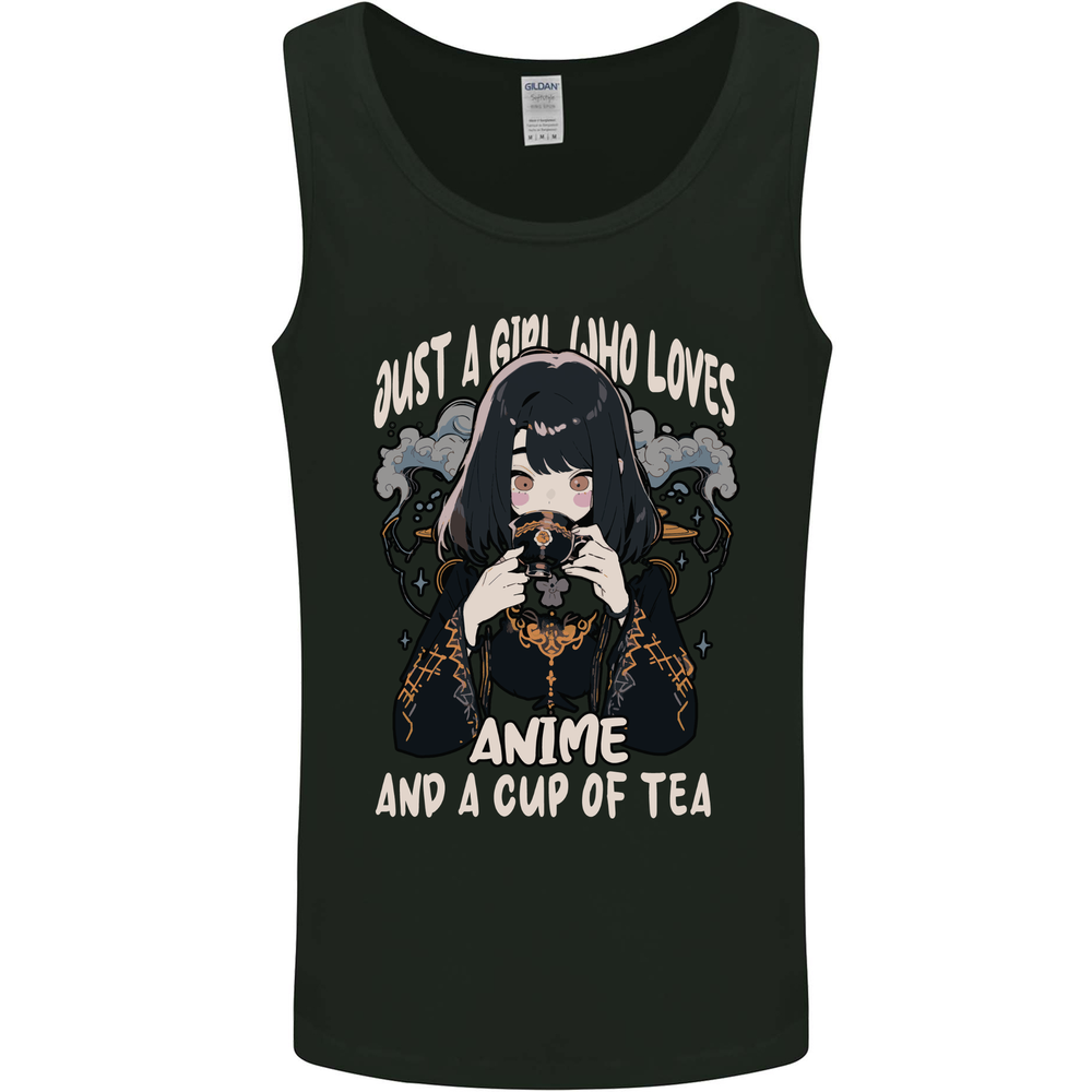 Just a Girl Who Loves Anime & a Cup of Tea Mens Vest Tank Top