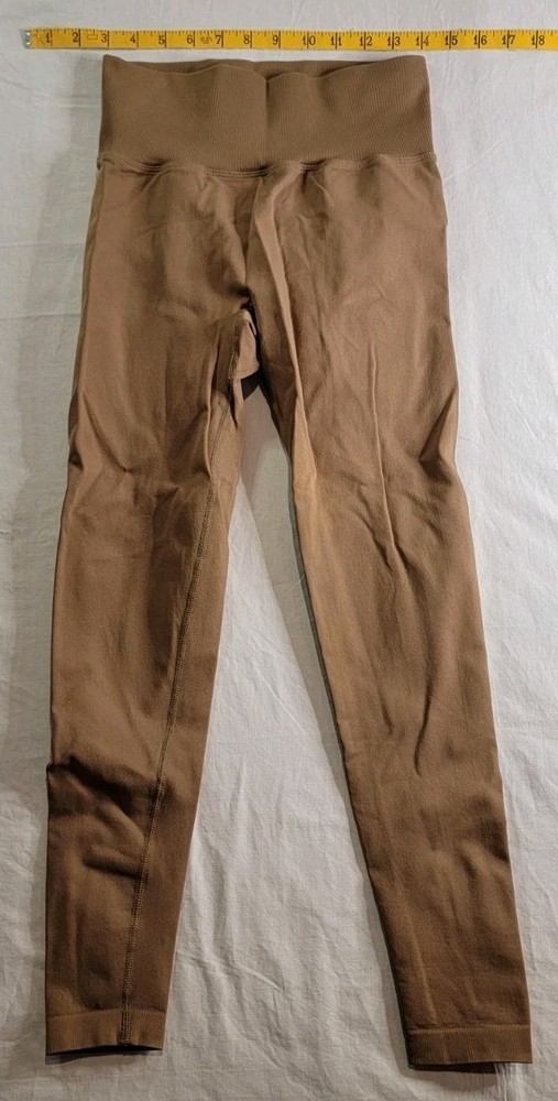 Cinched Bum Shaping Leggings Thick Nylon Compression Womens Size Small W23 Beige