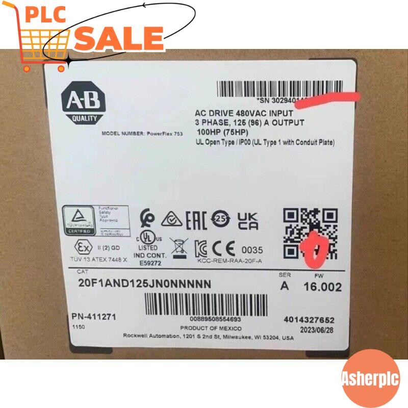 New Allen-Bradley 20F1AND125JN0NNNNN AB PowerFlex Air Cooled 753 AC Drive