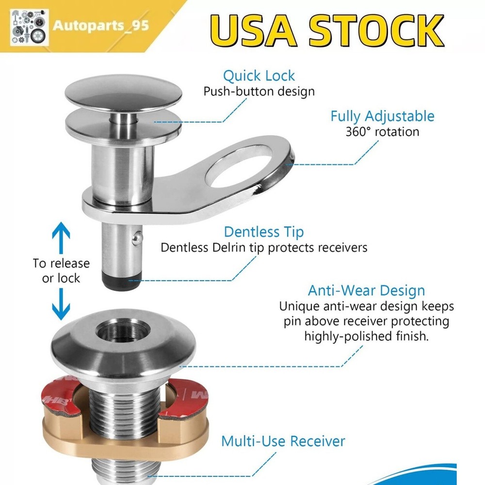 1/2'' Quick Release Boat Fender Holder Mount Bracket Kit -Marine Stainless Steel