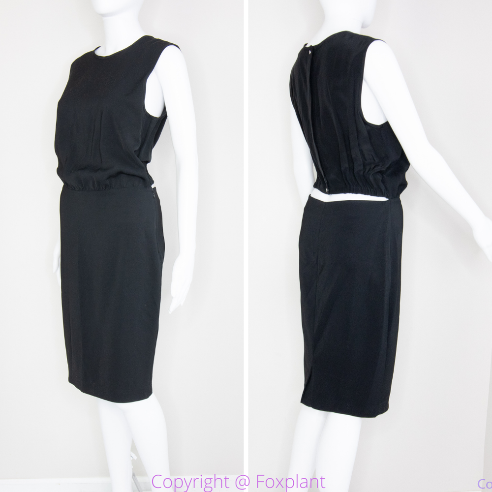 Malene Birge women's black sleeveless open back sheath dress