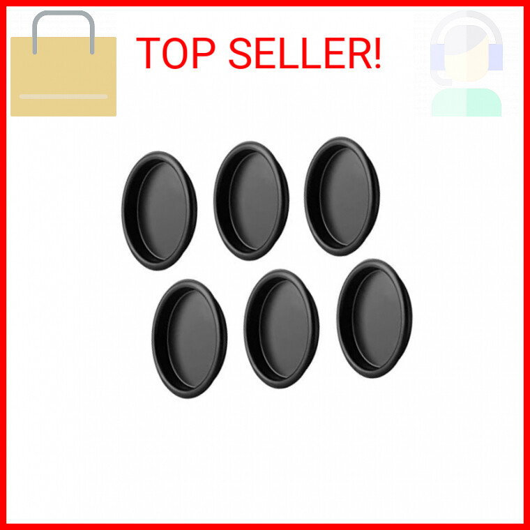 6 Pack Closet Door Finger Pull Black - 2-1/8” Round Sliding Finger Door Pull, Ea