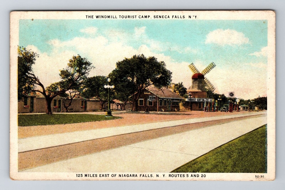 Seneca Falls NY-New York, Windmill Tourist Camp, Antique Vintage Postcard