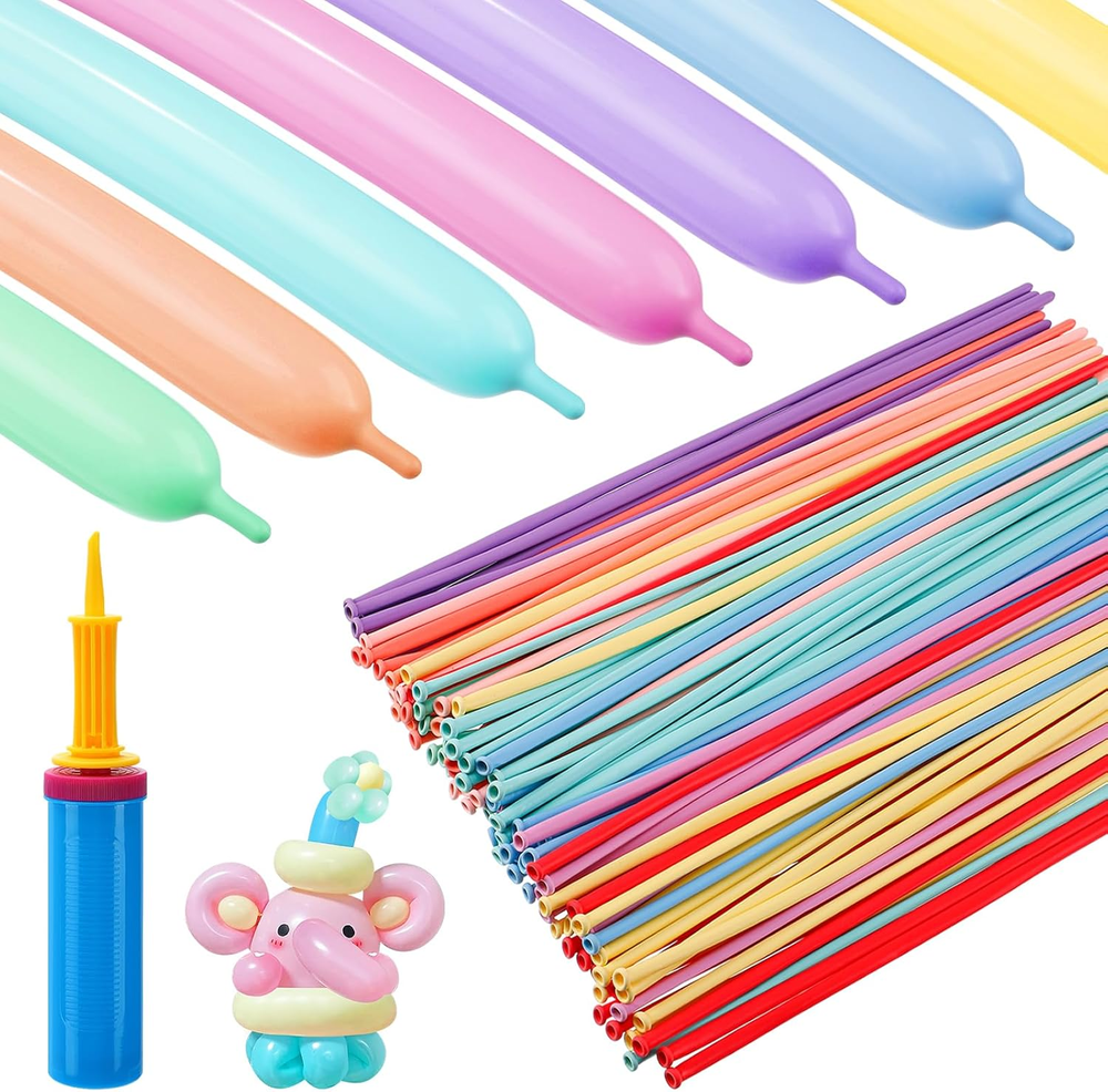 Latex Twisting Balloons, 260 N Balloons Kit for Balloon Animals with 2 Pumps,