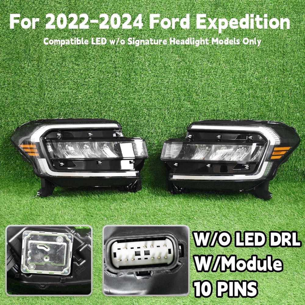 For 2022 2023 2024 Ford Expedition w/o LED DRL Full LED Headlights Headlamps Set
