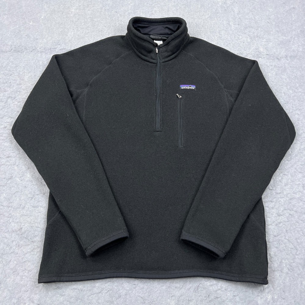 Patagonia Mens Medium Black 1/4 Zip Fleece Sweater Pullover Long Sleeve