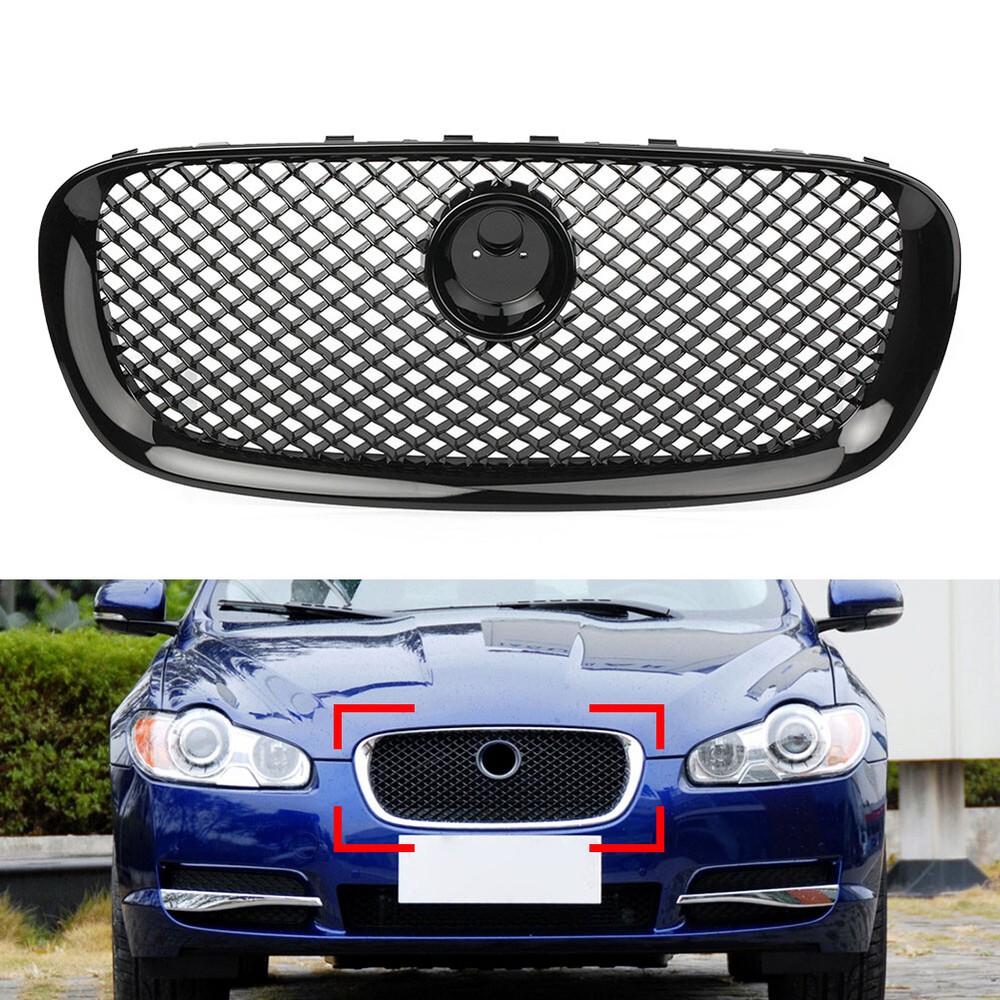 Upper Grille Grill Radiator Car Fit Jaguar XF 2008 2009 2010 2011 Black Auto