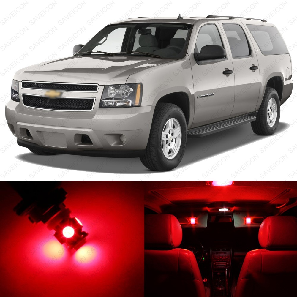 12 x Red LED Interior Light Package For 2007 - 2014 Chevy Suburban + PRY TOOL