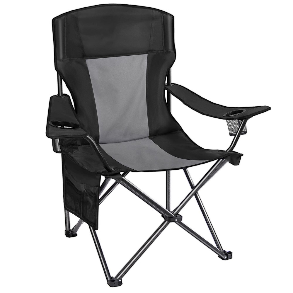 AsterOutdoor Padded Quad Arm Camping Chair with Large Cup Holder & Folding Design