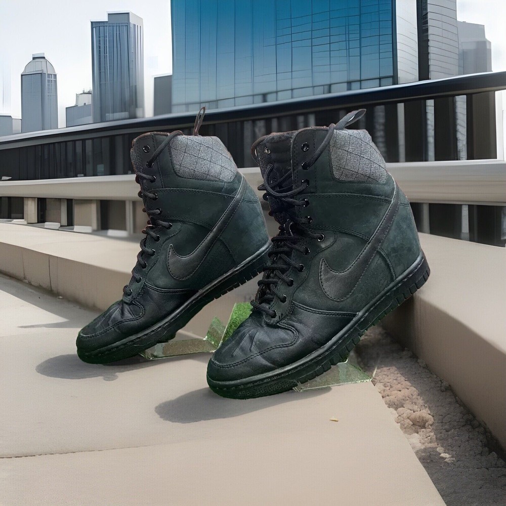 Nike Dunk Sky Hi Wedge Sneakers 2.0 H2O Repel Black/Gray Women’s US 8.5
