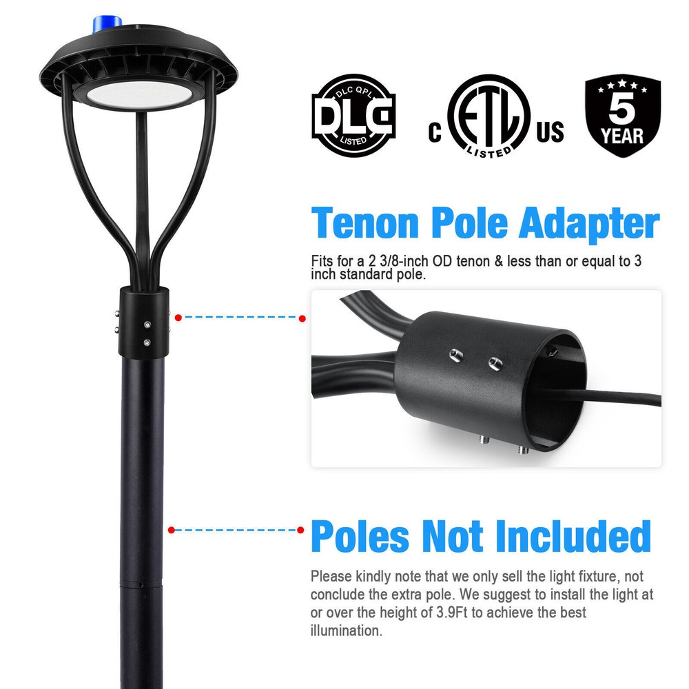 150W LED Post Top Light with Photocell for Street, Garden, and Circular Area Pole Lighting