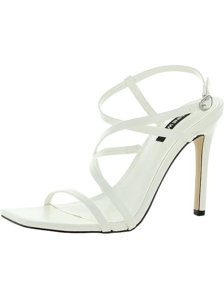 NINE WEST Womens White Adjustable Tilas Open Toe Stiletto Heeled Sandal 9 M