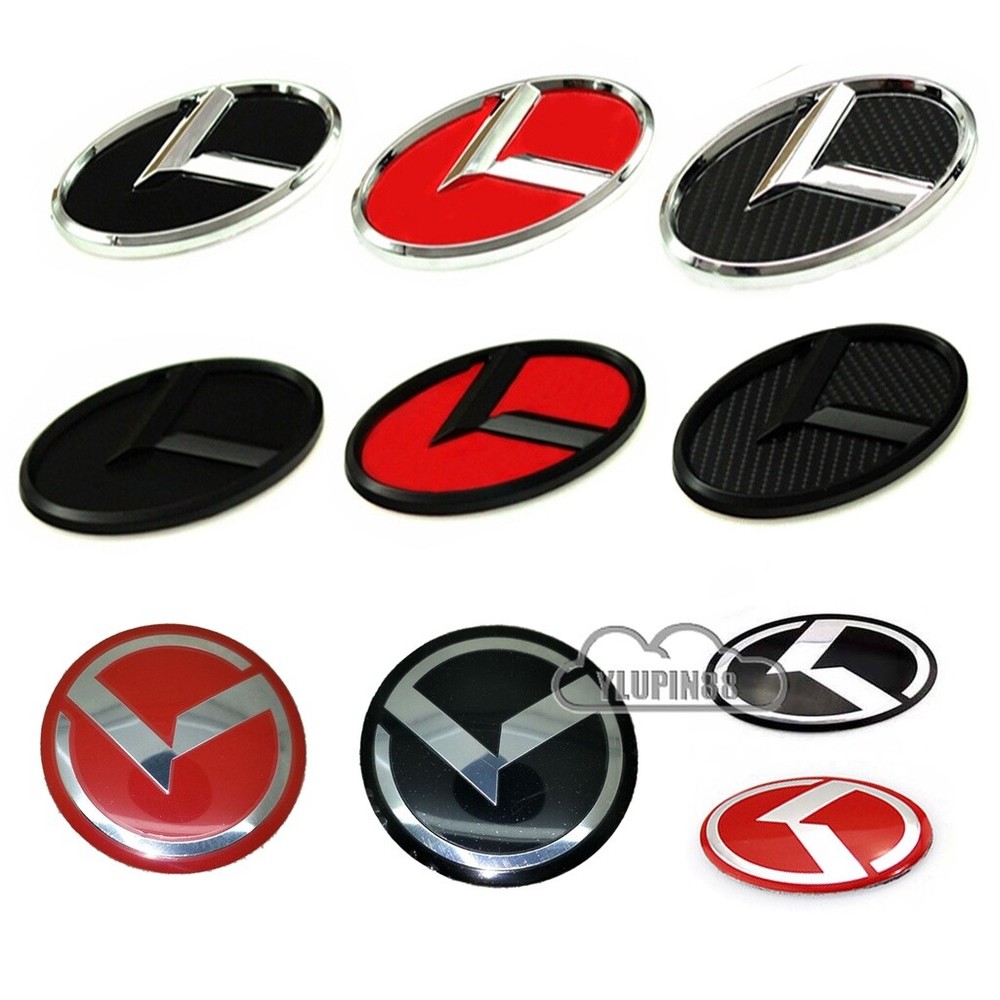 Car Front Grill Emblem Sticker Trunk Emblem Badge Steering Wheel Cover for Kia