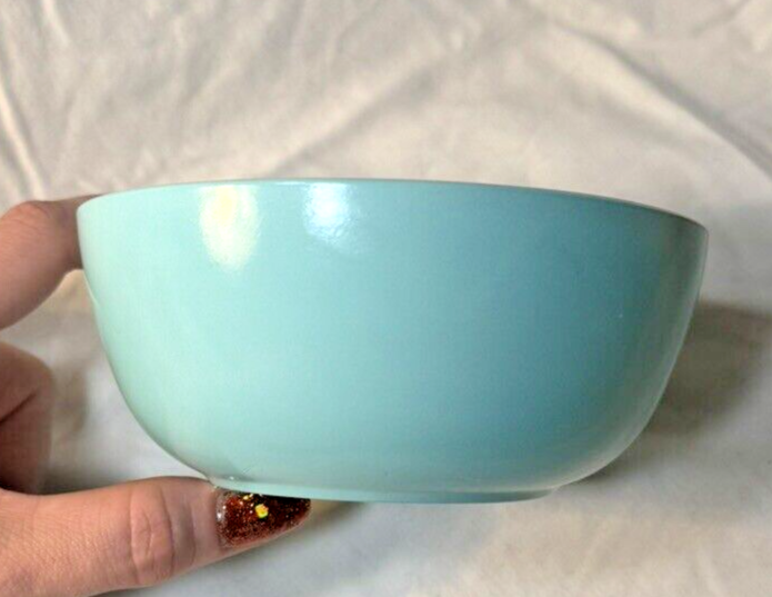 Vintage MCM Hazel Atlas Milk Glass Turquoise Berry, Cereal Bowl 5