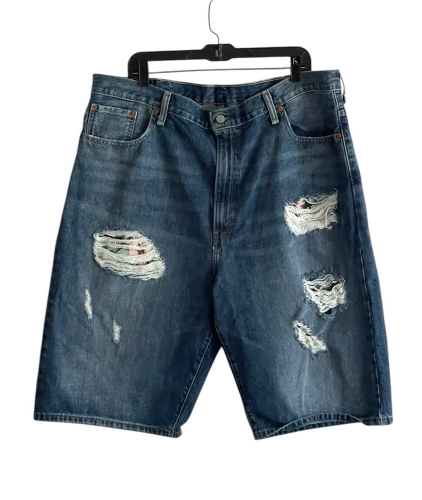 Levis 569 Mens Shorts Size 42 Distressed Denim Jean Jorts Bermuda Patches