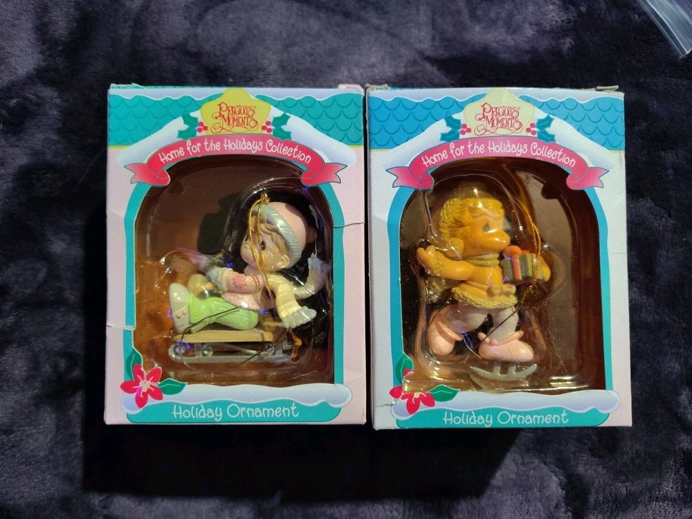 VTG 1995 Precious Moments Home for the Holidays Christmas Ornament Lot In Boxes
