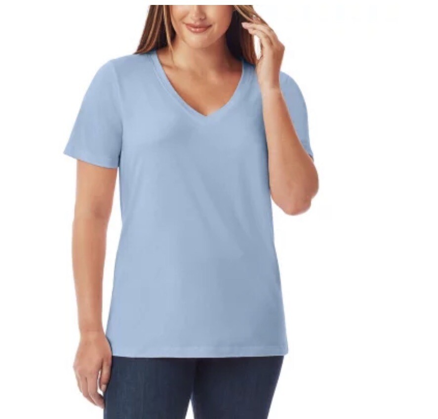 MEMBERS MARK Womens XL Blue Relaxed Fit Short Sleeve Tee Lightweight Comfortable Top-image