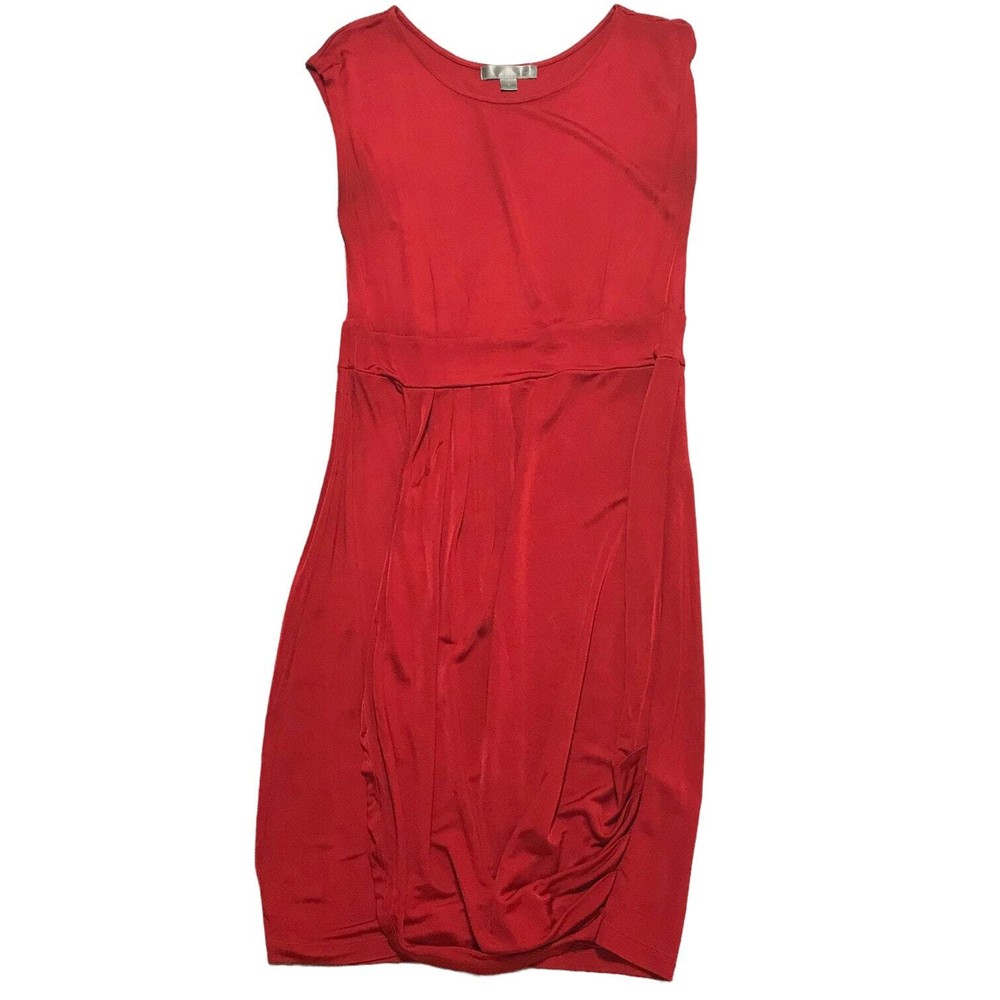 Forever 21 Mini Dress Red Draping Silky Sleeveless Defined Waist Womens Large