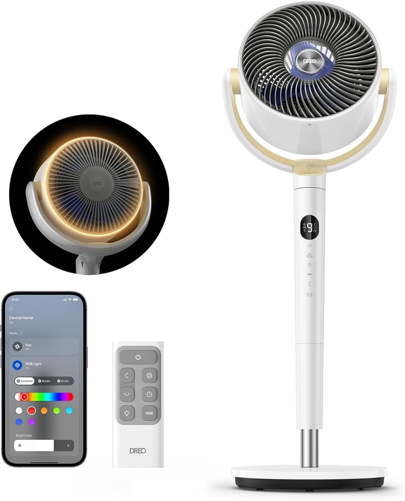 Smart Fan for Bedroom, 120° +120° Omni-Directional Oscillating Fans, 90ft Quiet