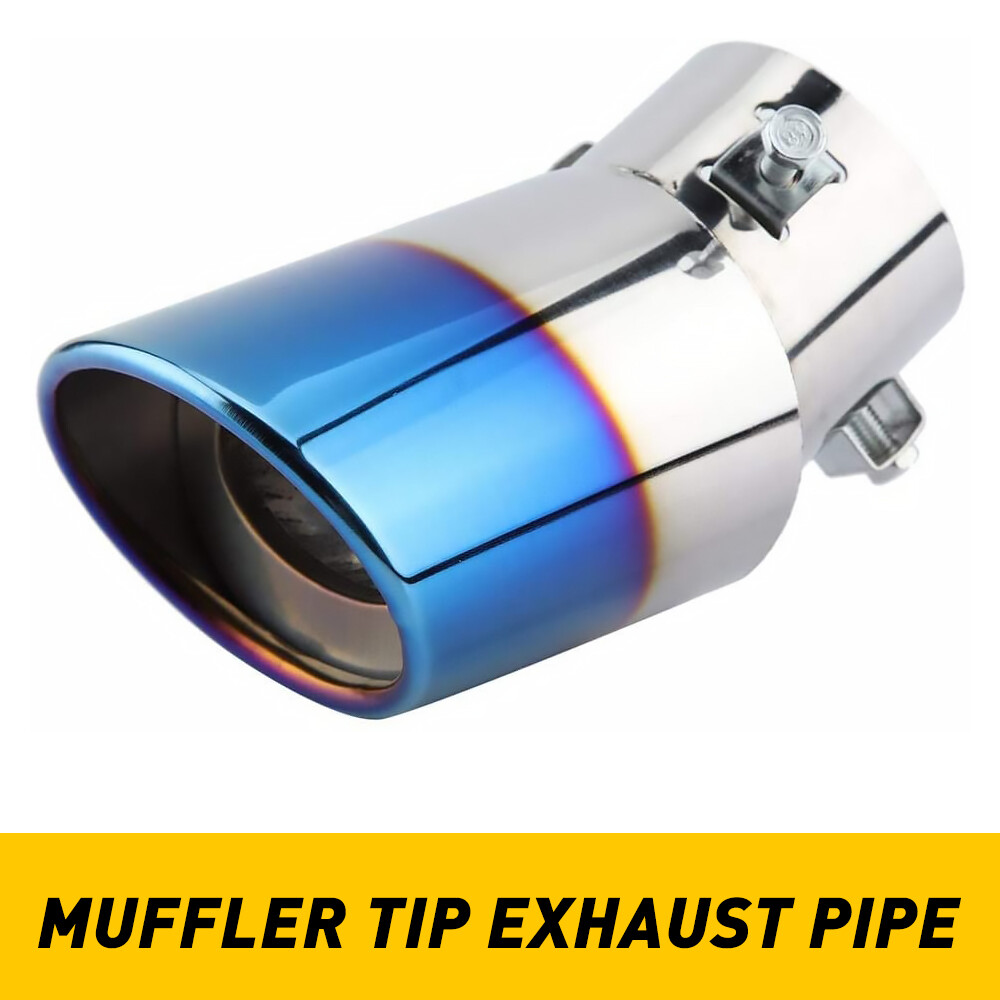 1X Car Exhaust Pipe Tip Tail Throat Muffler Steel Stainless Blue Car Accessories