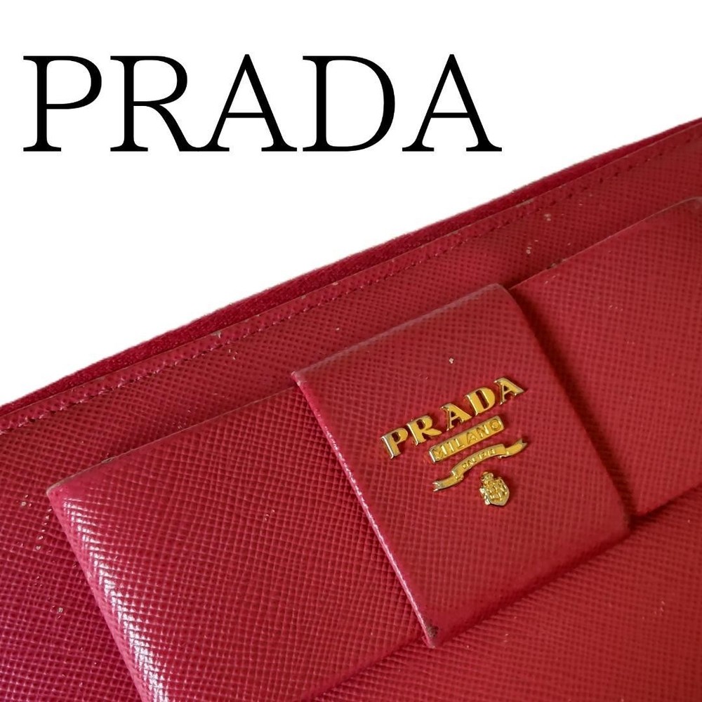 Prada Saffiano Pink Ribbon Long Wallet with Round Zipper
